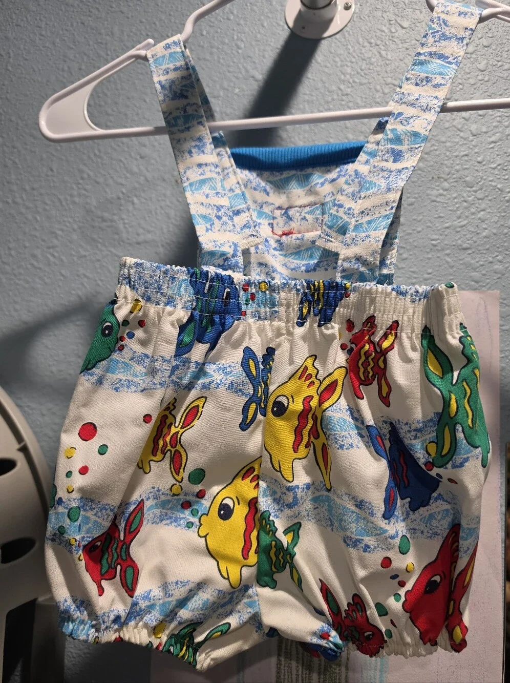 Nwt Vintage New With Tags Osh Kosh B'gosh Primary Fish Overalls 12 Month Usa
